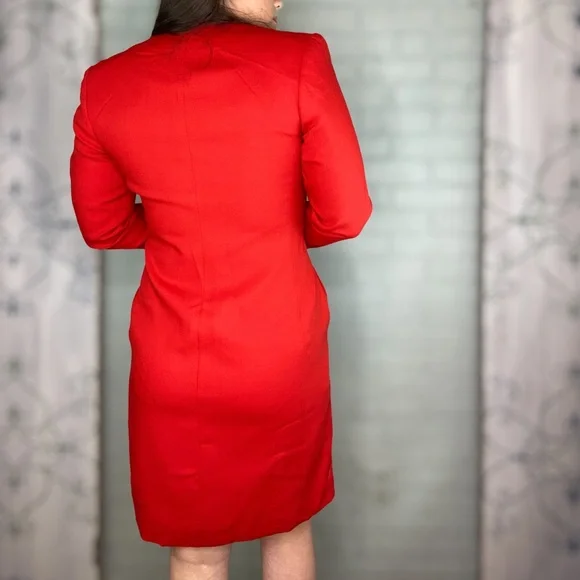 Vintage Evan Picone Red Button Up Blazer Dress Size 6 - Picture 6 of 16